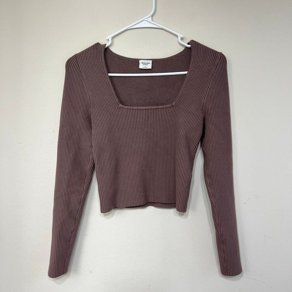 Abercrombie & Fitch Brown Ottoman Ribbed Squareneck Top Small Women